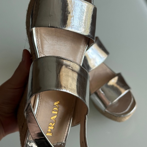Silver Prada wedges size 9 - Picture 5 of 7